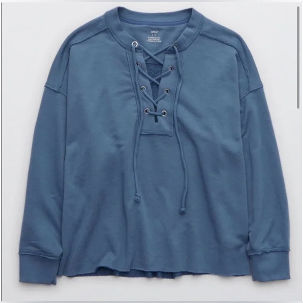 NWT AERIE Sunday soft lace up sweatshirt Medium